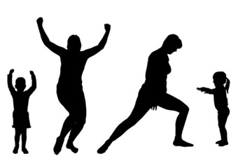 Vector silhouette of a woman with a child.