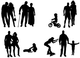 Vector silhouette of family.