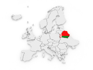 Map of Europe and Belarus.
