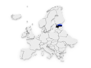 Map of Europe and Estonia.
