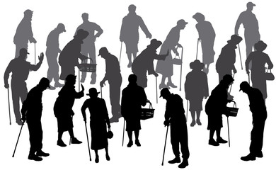 Vector silhouette of old people.