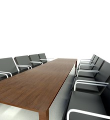 Fototapeta premium Office with chairs and table. Workplace for negotiations