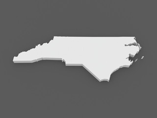 Fototapeta premium Three-dimensional map of North Carolina. USA.