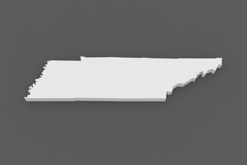 Three-dimensional map of Tennessee. USA.