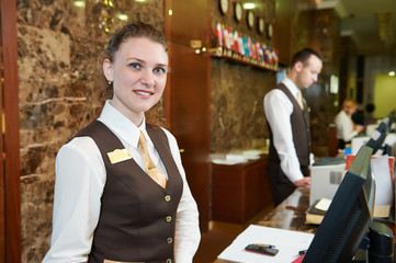 Hotel worker on reception