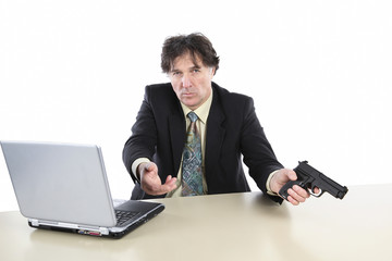 Portrait Of Businessman With Gun