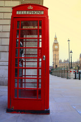 London telephone box and Big Ben in background