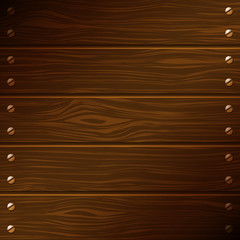 Dark wooden boards with screws. Vector background. - 64217874