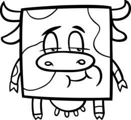 Fototapeta na wymiar square cow cartoon coloring page