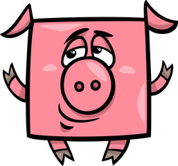 square pig cartoon illustration