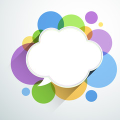 White paper cloud over color bubbles.