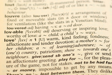 Word Love in a dictionary