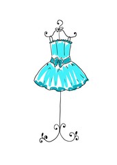 magnificent blue dress on a hanger
