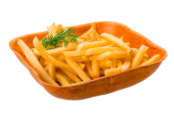 French fries on white background