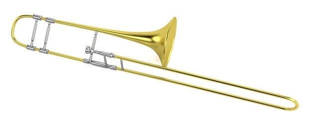 realistic 3d render of trumpet