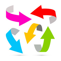Colorful vector arrows on white background