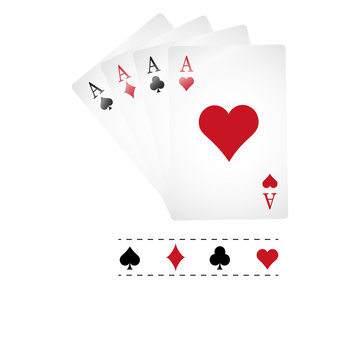Poker playing cards on white background