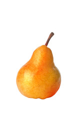 Ripe yellow pear on white background