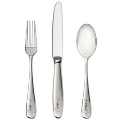 Fork, spoon and knife isolated on white. Vector illustration