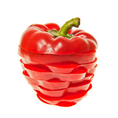 Stack of sliced red bell pepper