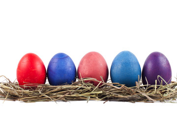 Easter eggs are laid in a row