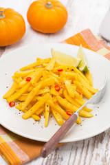 salad of roasted pumpkin with lime and chilli, vertical