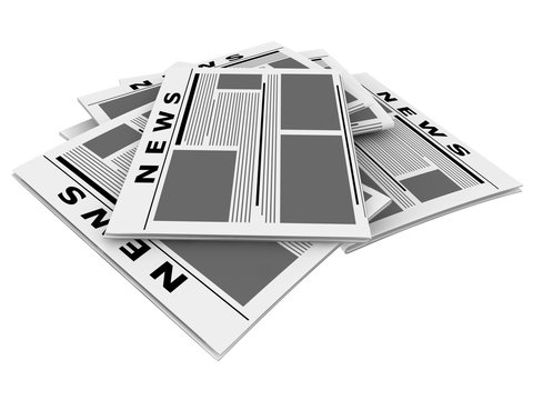 Newspapers isolated on white.