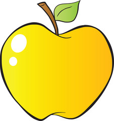 Cartoon Yellow Apple In Gradient