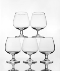 stack of empty wine glass