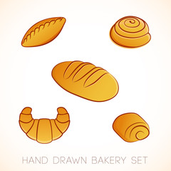 Hand drawn vector bakery set