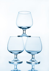 stack of empty wine glass