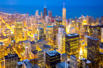 Chicago downtown at dusk