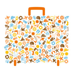 travel bag consisting of summer icons - 64228083