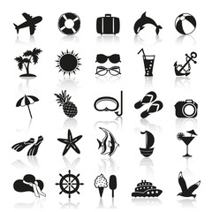 summer icons in black and white