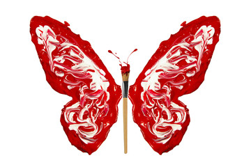 White and red paint made butterfly