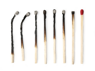 Set of burnt match