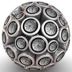 abstract wall clock in form of sphere