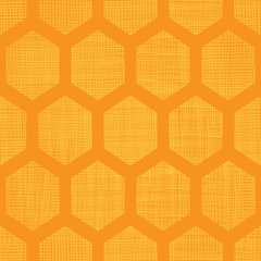 Abstract honey yellow honeycomb fabric textured seamless pattern