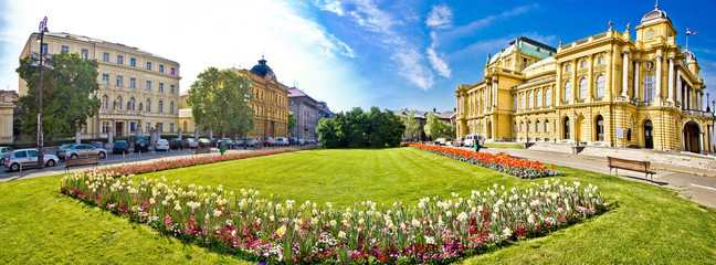 Zagreb theater square panoramic view