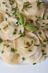 delicious dumplings sprinkled with chives macro vertical