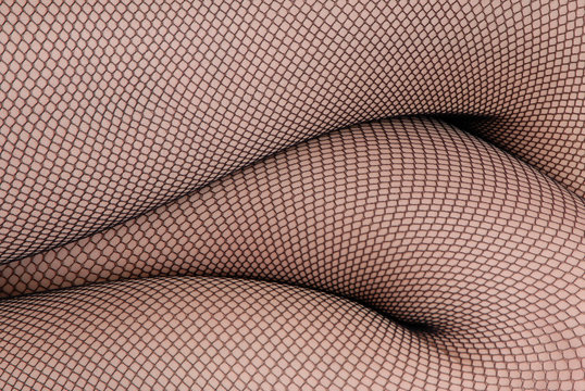 mesh stockings are on female legs