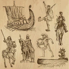 Fototapeta na wymiar Warriors around the World (vector pack no.4) - Hand drawings