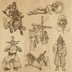 Fototapeta na wymiar Warriors around the World (vector pack no.5) - Hand drawings