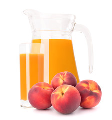 Peach fruit juice in glass jug