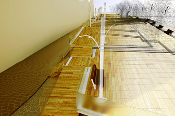 Piazza Progetto Pedane Architettura Wireframe