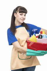 Young Happy and positive Cleaner Woman