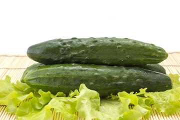 fresh cucumbers with lettuce