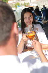 couple having lanch at beautiful restaurant