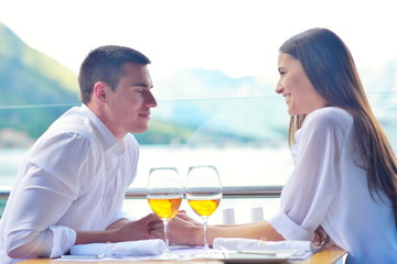 couple having lanch at beautiful restaurant