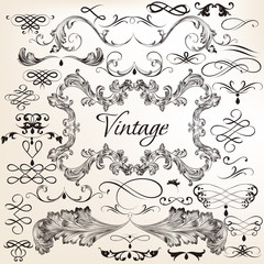 Collection of vintage vector decorative elements